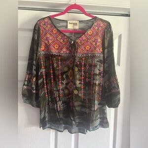Gorgeous Camo Embroidered Top